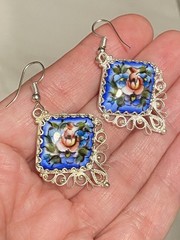Summer Evening New hand-painted Rostov Finift hot enamel earrings