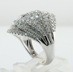 Diamond Ring 14K White Gold Cluster Cocktail 3.00ct TDW VJ