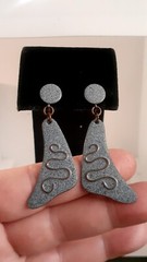 Sterling silver Copper Embossed Earrings. Screwback vintage