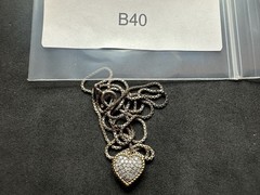 3.47g Vintage Sterling Silver 925 Heart Pave Sparkle Necklace 18 in M