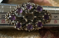 Vintage Sterling Ring Multiple Purple Stones SZ 5