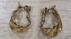 Napier Signed Gold Tone Twisted Rope Knot Clip On Earrings Vintage Costume…