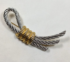 Chunky Knotted Rope Brooch Pin Silver Tone Gold Tone Vintage with Gift Box