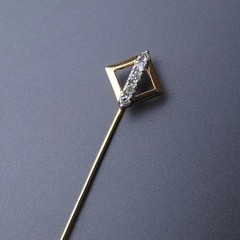 Stick Pin Men’s Lab Created Diamond Suit Lapel Pin Brooch 14k Yellow Gold Plated