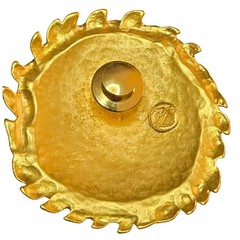 Vintage Karl Lagerfeld Signed Matte Goldtone Ornate Brooch 1980’s Couture
