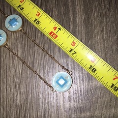 Vintage Station Necklace Gold Tone Lucite Enamel Turquoise Blue