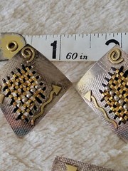 VTG SHARON M. DONOVAN MICHIGAN EARRINGS & PIN 14KT GOLD STERLING AWESOME DESIGN