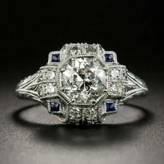 Art Deco Style 2Ct Round Lab Created Diamond Anniversary 14K White Gold FN Ring