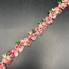 Vintage 90s Fabric Choker Necklace Pink Floral Adjustable 12.5 to 14.5 Inch