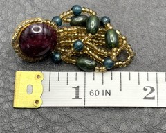 VTG 70s – 80s Beaded Boho Dangle Pierced Earrings Chandelier Purple Gold Green