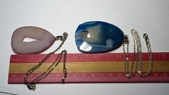 2 STONE GEMSTONE PENDANTS & STERLING SILVER 19″ NECKLACES AMETHYST & MORE