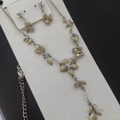 Vintage Gold Orange Necklace Victorian Chandelier Signed VCLM Crystals Cocktail
