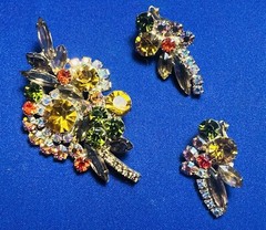 Juliana Pink Rhinestone Brooch Earring Set