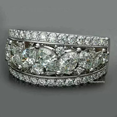 3Ct Marquise Cut Real Moissanite Men’s Wedding Band Ring 14K White Gold Plated