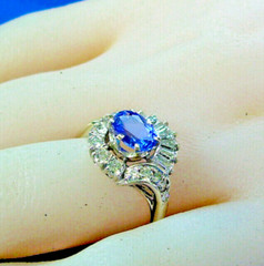 Original EARTH MINED TANZANITE DIAMOND DECO Engagement Ring Solitaire 14K GOLD 7