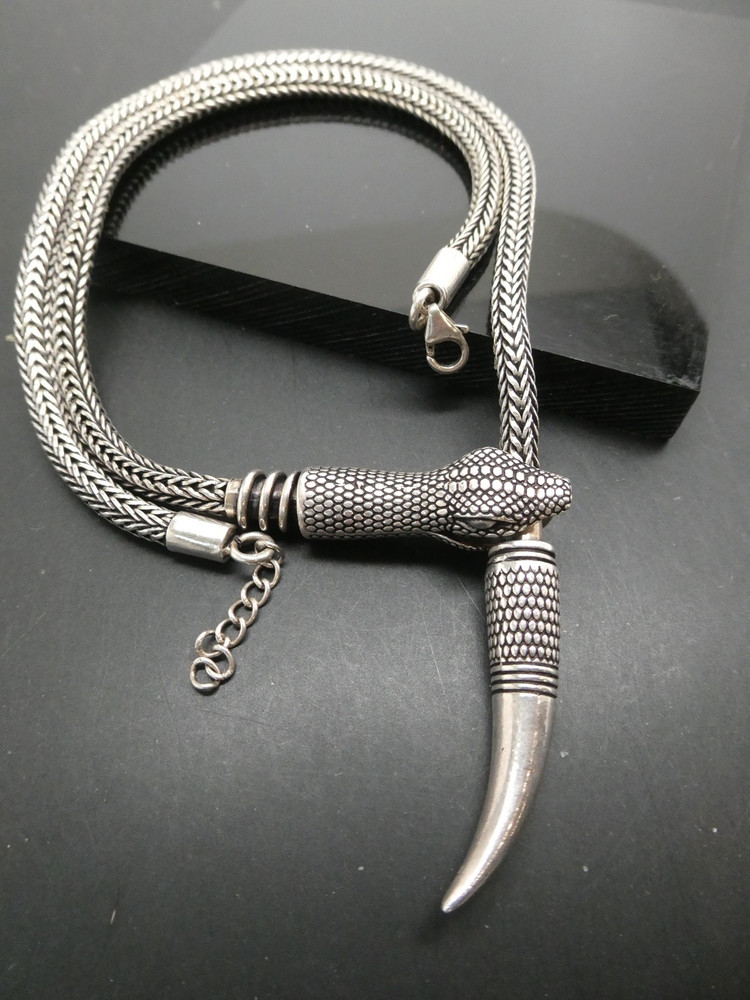 Vintage Sterling 925 SNAKE Wheat Chain Convertible Lariat Necklace & Bracelet