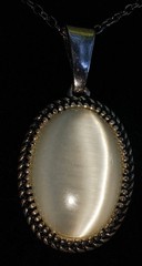 Moody Vintage White Cat’s Eye Moonstone Pendant Necklace—Milky Shimmer Effect