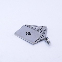 Royal Flush Spades Playing Cards Vtg Silver Charm Necklace Pendant