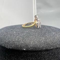 Vintage 18K GE RG Rhinestone Cluster Cocktail Ring Size 8
