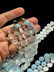 Vintage Early Plastic Faceted Discs Necklace Multiple Strands Blue And Clear