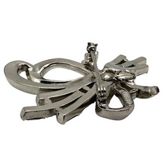 Vtg Silver Tone Anthony Aquilino Clear Rhinestone Fancy Ribbon Brooch