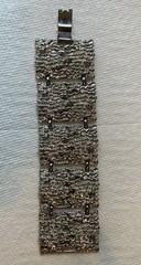 Vintage Mid Century MODERNIST BRUTALIST PANEL BRACELET Silver Tone Celebrity