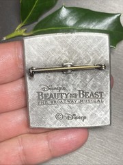 Vintage Beauty and the Beast Disney Musical Brooch Rose Flower Estate Jewelry