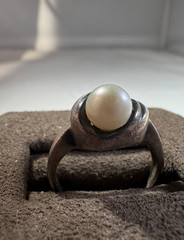 Vintage CJC Sterling silver Pearl ring, size 5.50