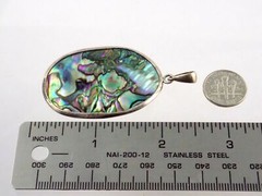 Sterling Silver Abalone Shell Pendant 925 10g 2.5 Inches Total Length