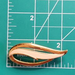 Monet Gold And White Abstract Brooch Metal and Enamel Signed