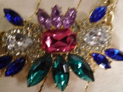 Vintage Very Colorful Glass/Rhine Chocker w/Adjustable Length Necklace ~ 21 inch