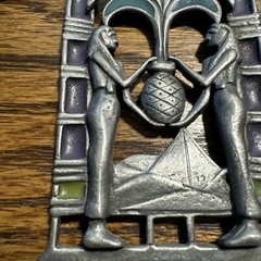 Vintage Pewter Enamel Necklace Egyptian Huge Artisan Handcrafted 83g