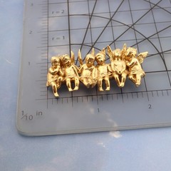 Vintage Edgar Berebi All In A Row Angel Child Gold Tone Pin Brooch