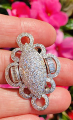 Vintage Estate 18k White Gold 3.00ct G VS Diamond Brooch/Pin/Pendant