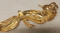 Vintage Signed 925 Italy SL Bird Gold Plated Brooch 2.75″ NOT Tested
