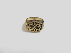 VTG PHOENIX ENGRAVING VIKING STYLE BRASS SIGNET RING – SZ 13