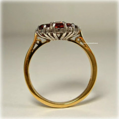 0.80 Ct Round Cut Ruby & Moissanite Engagement Ring 14K Solid Yellow Gold Finish