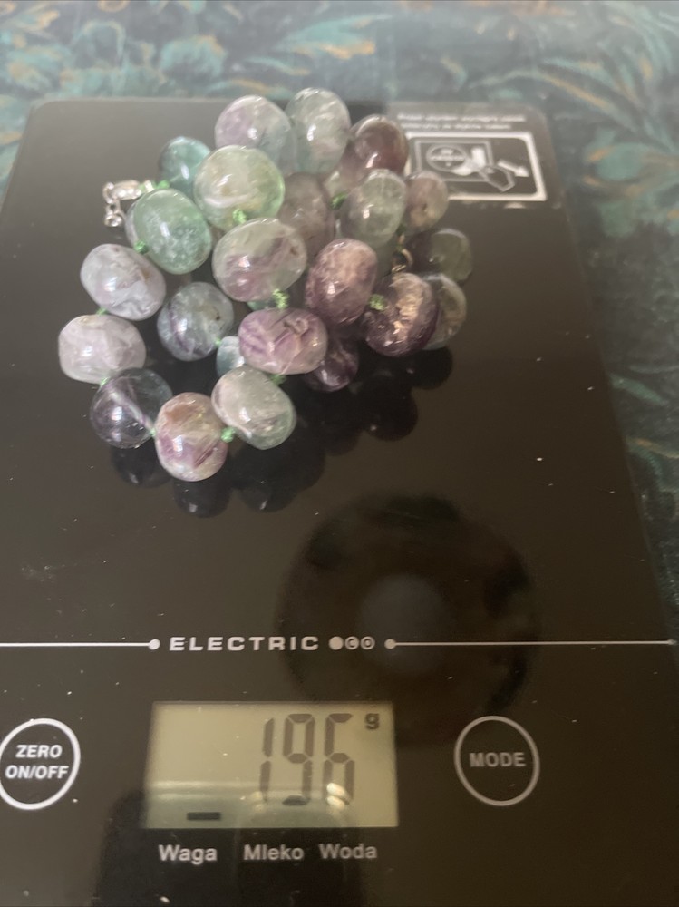 VTG RARE COLORFUL FLUORITE BEAD NECKLACE 21″ LONG 196g