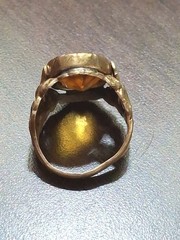 Victorian Ring Brass 1800s Citrine Huge Romantic Era Snake Callalilly Size 6