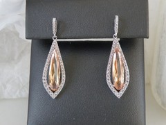 Vintage Sterling Silver 925 Champagne Drop Dangle Earrings
