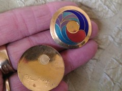 Vintage Samuel Huang Cloisonné Earrings RARE Post Stud Jewelry 1980s