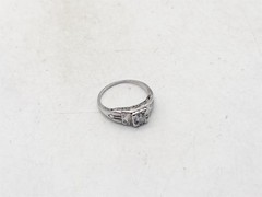 Antique 1920s $2000 .40ct VS G Old Euro Diamond 18k White Gold Filigree Ring