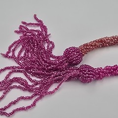 Vintage Sautier Necklace Flapper Style Lariat Pink Orange Beaded Tassel 54”