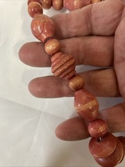 Vintage Large Wood Beaded Necklace 18”multi Shaped Beads Very Good Preowned