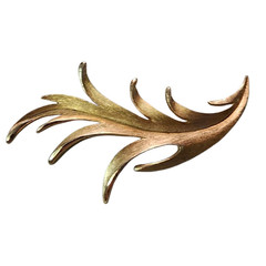 Vtg 1955-1969 Trifari Gold Tone Modernist Leaf Feather Pin Brooch