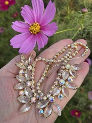 🔥Vint. AB Clear-Champagne Rhinestone Necklace Not Signed (was $99)