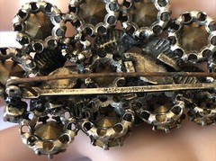 Antique Made in Australia Topaz Crystral Leaf Pin Brooch