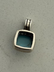 A Simple Square Turquoise Pendant Sterling silver New 0.5” X0.5” Mexico