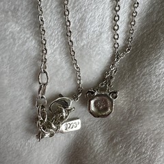 Vintage 1928 Brand Jewelry Crystal Octagon Silvertone Necklace 18”