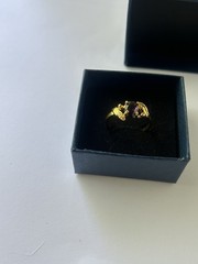 Vintage Purple Cubic Zirconia Ring Gold Plated Womens Size 10
